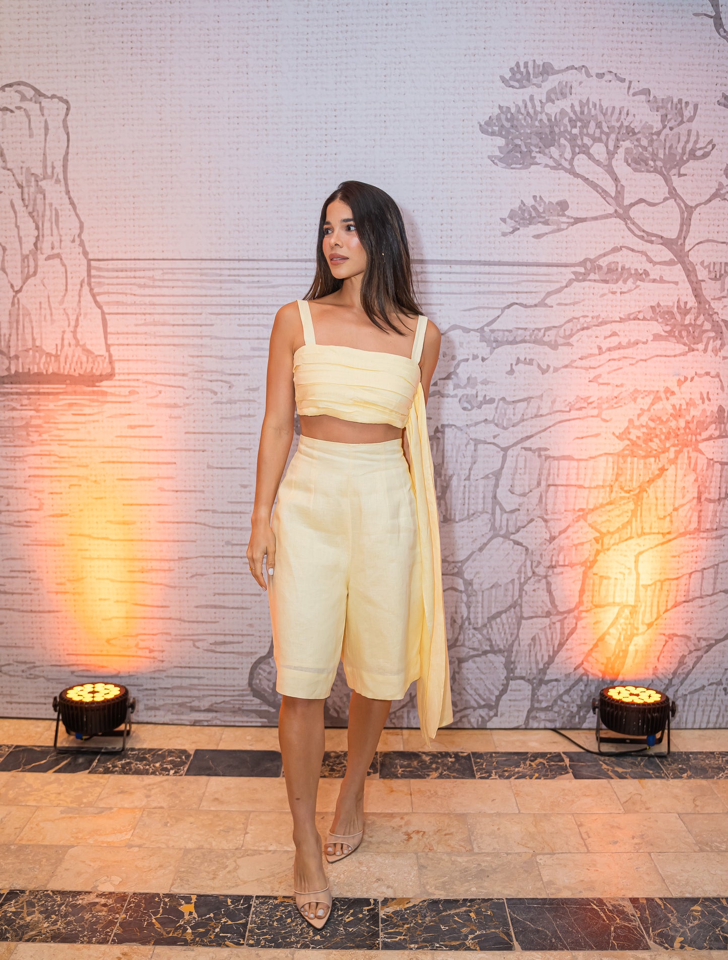 Linen Long Shorts Set