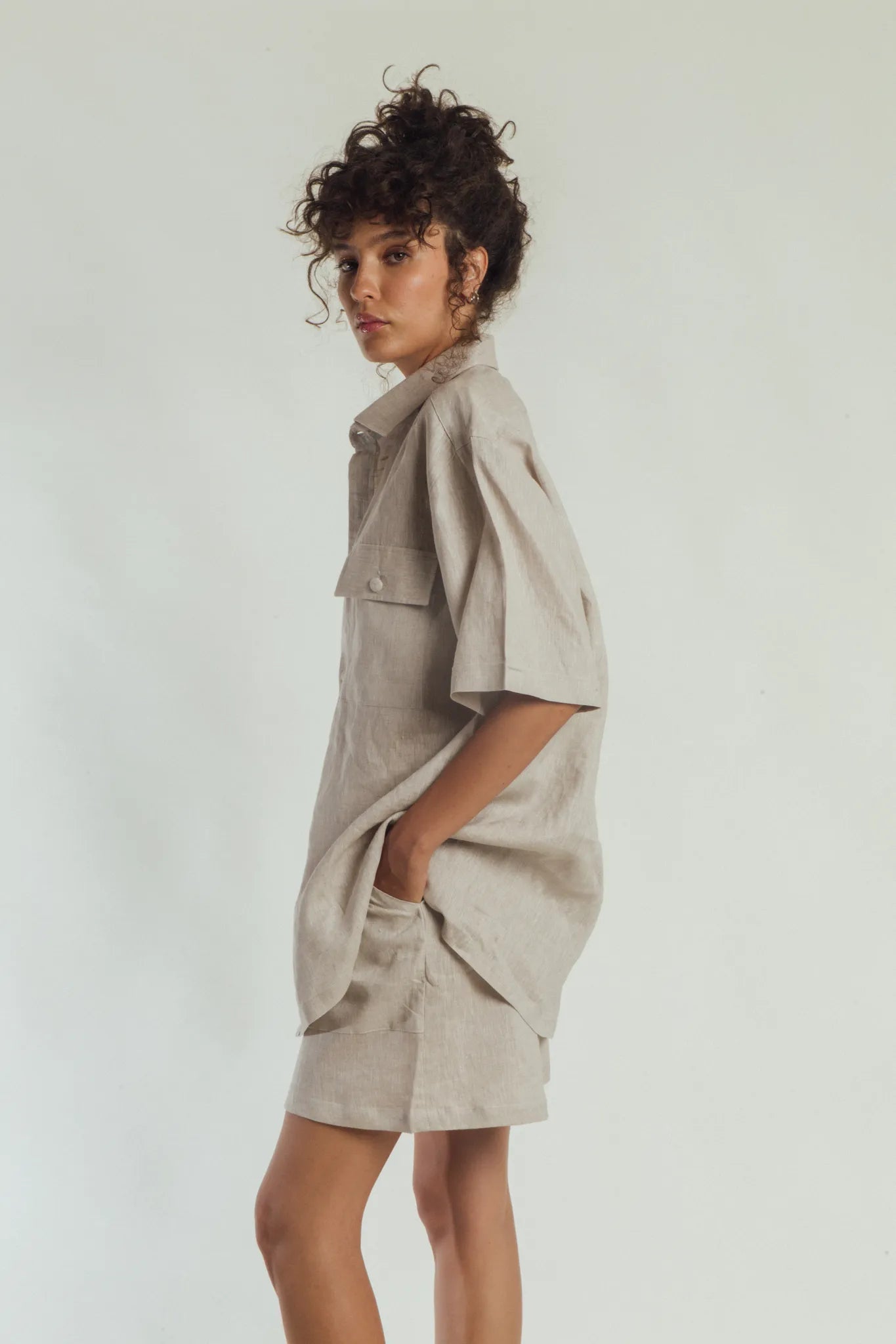 Triple Pocket Covered Button Shirt
