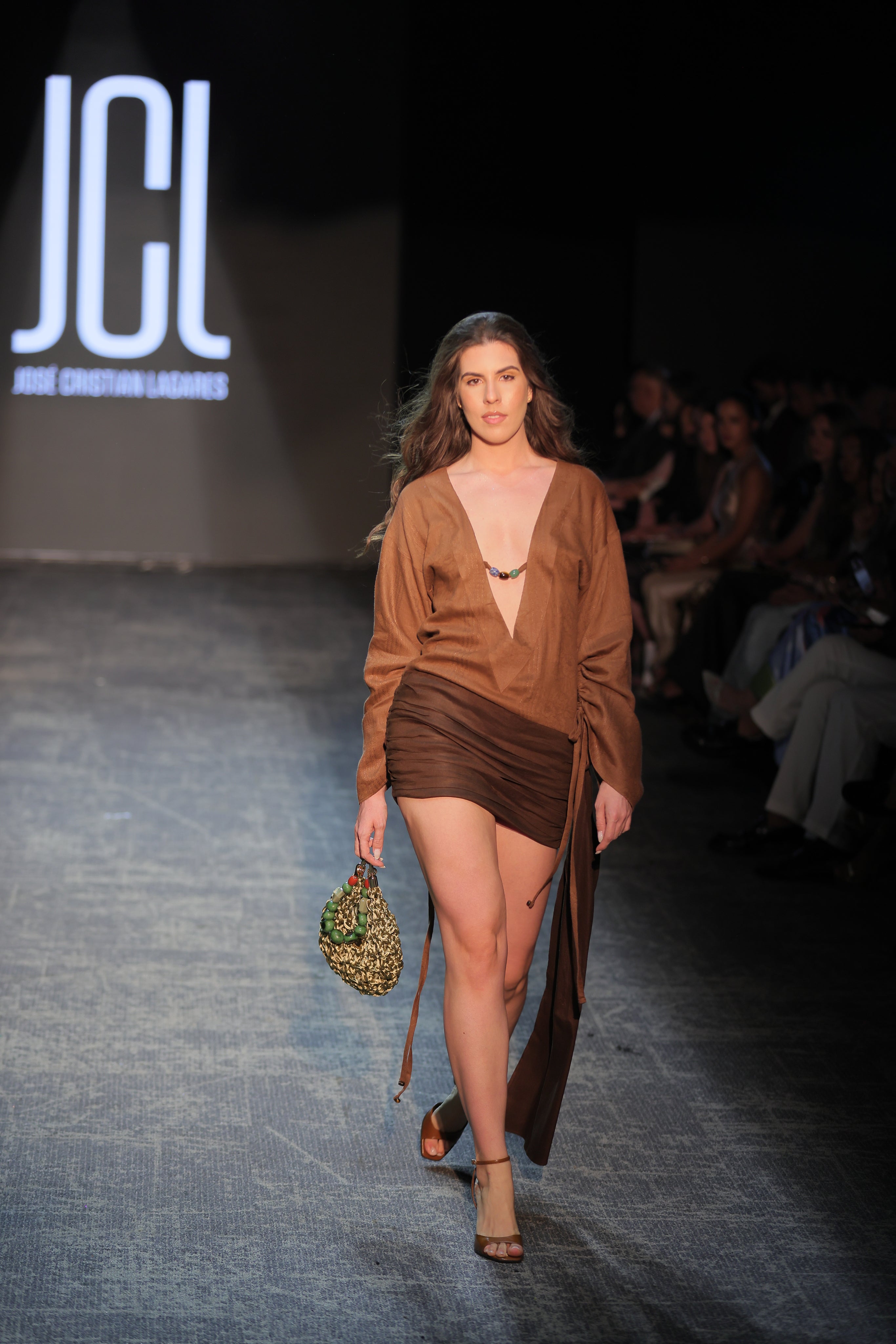 Eivisa Brown Draped Boho Mini Dress