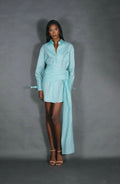Tulip Linen Dress Shirt with Drapped Belt
