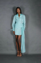 Tulip Linen Dress Shirt with Drapped Belt