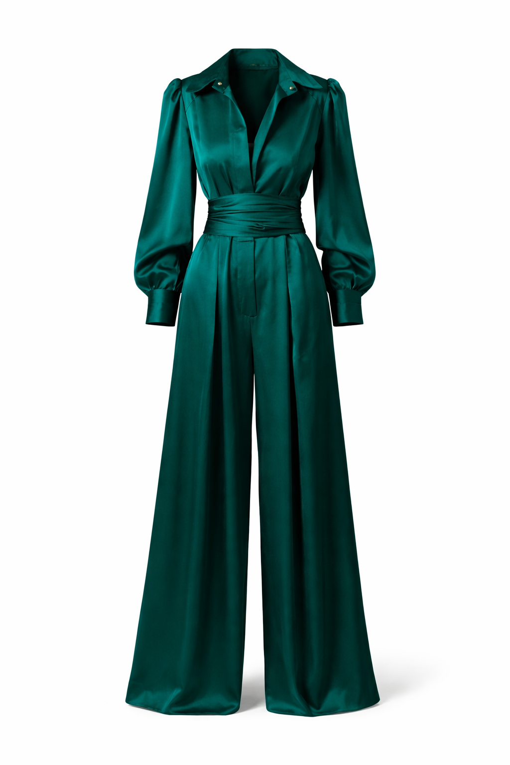 Claudia Long Sleeve Silk Jumpsuit