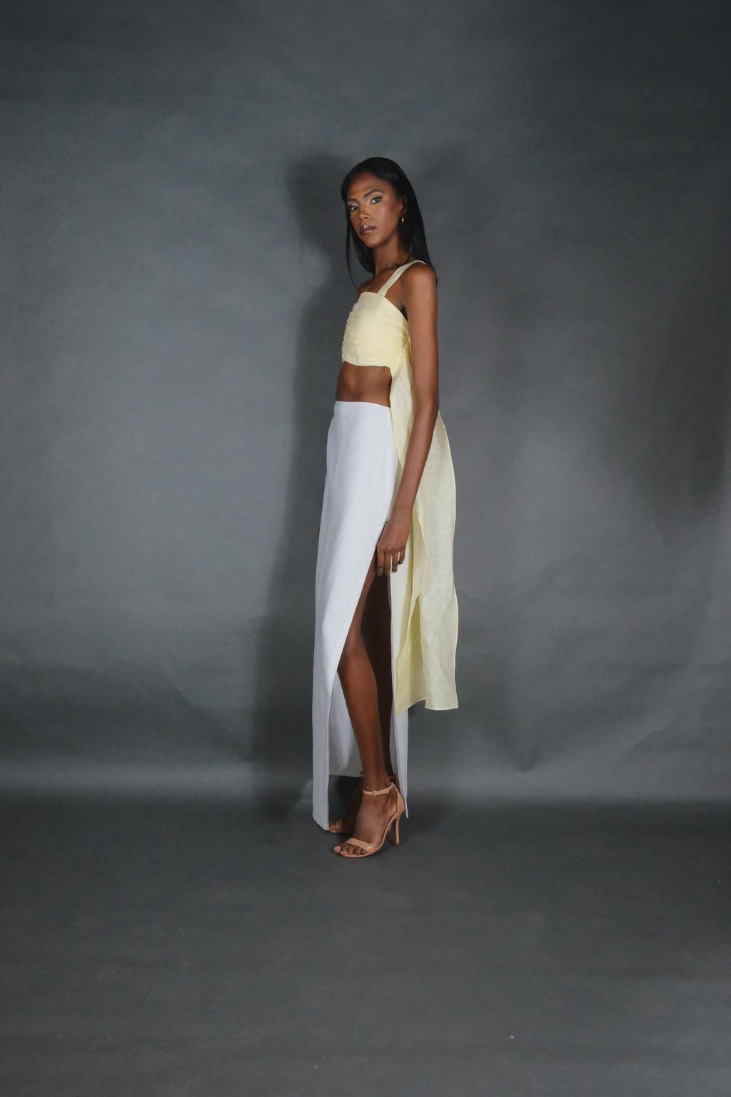Maxi Linen Slit Skirt