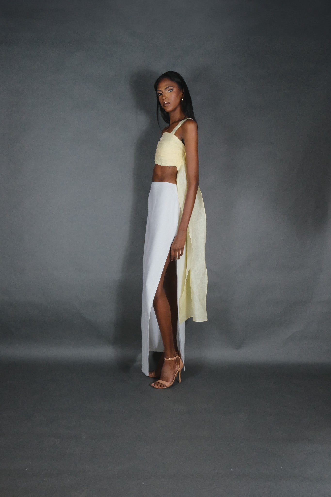 Maxi Linen Slit Skirt