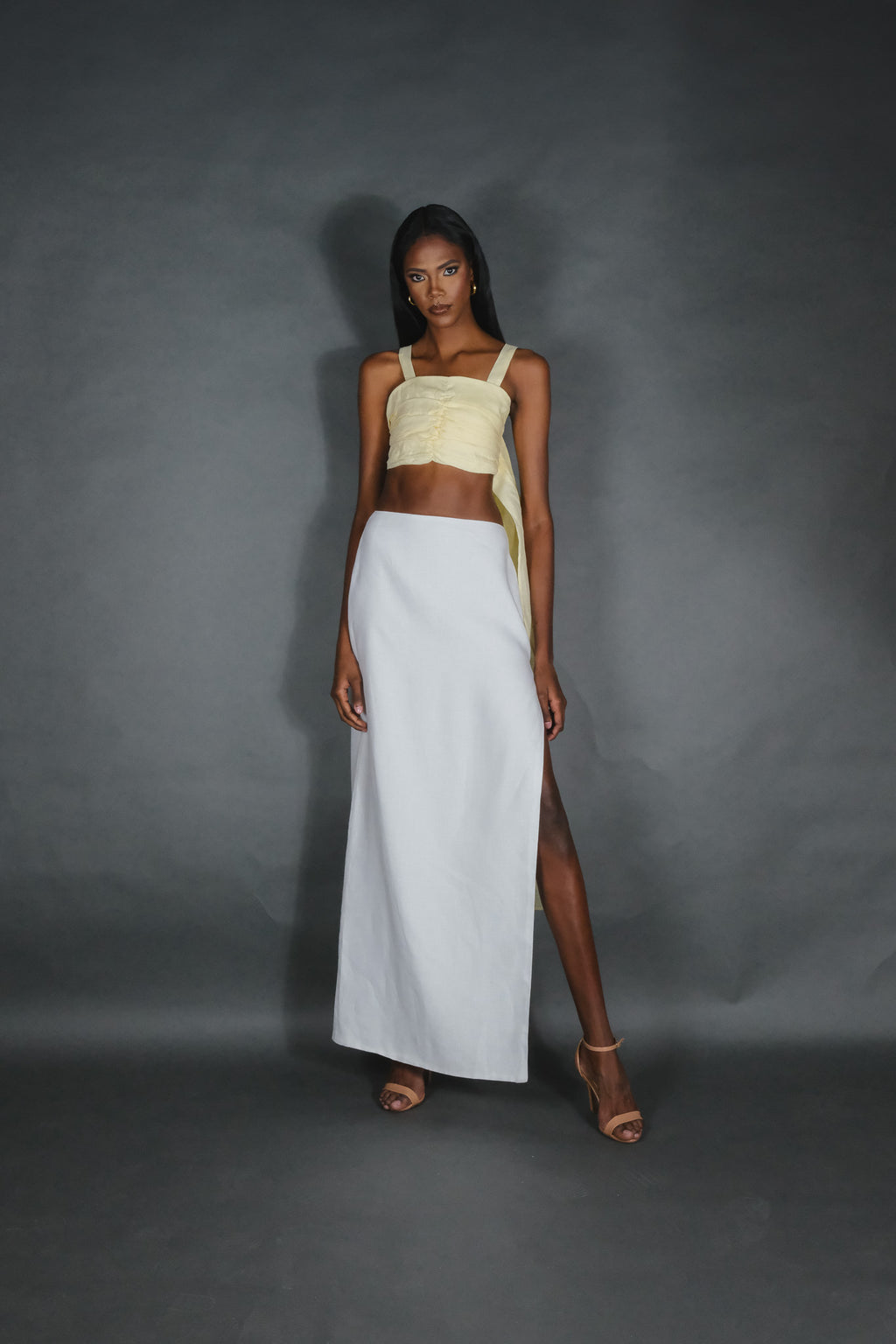 Maxi Linen Slit Skirt