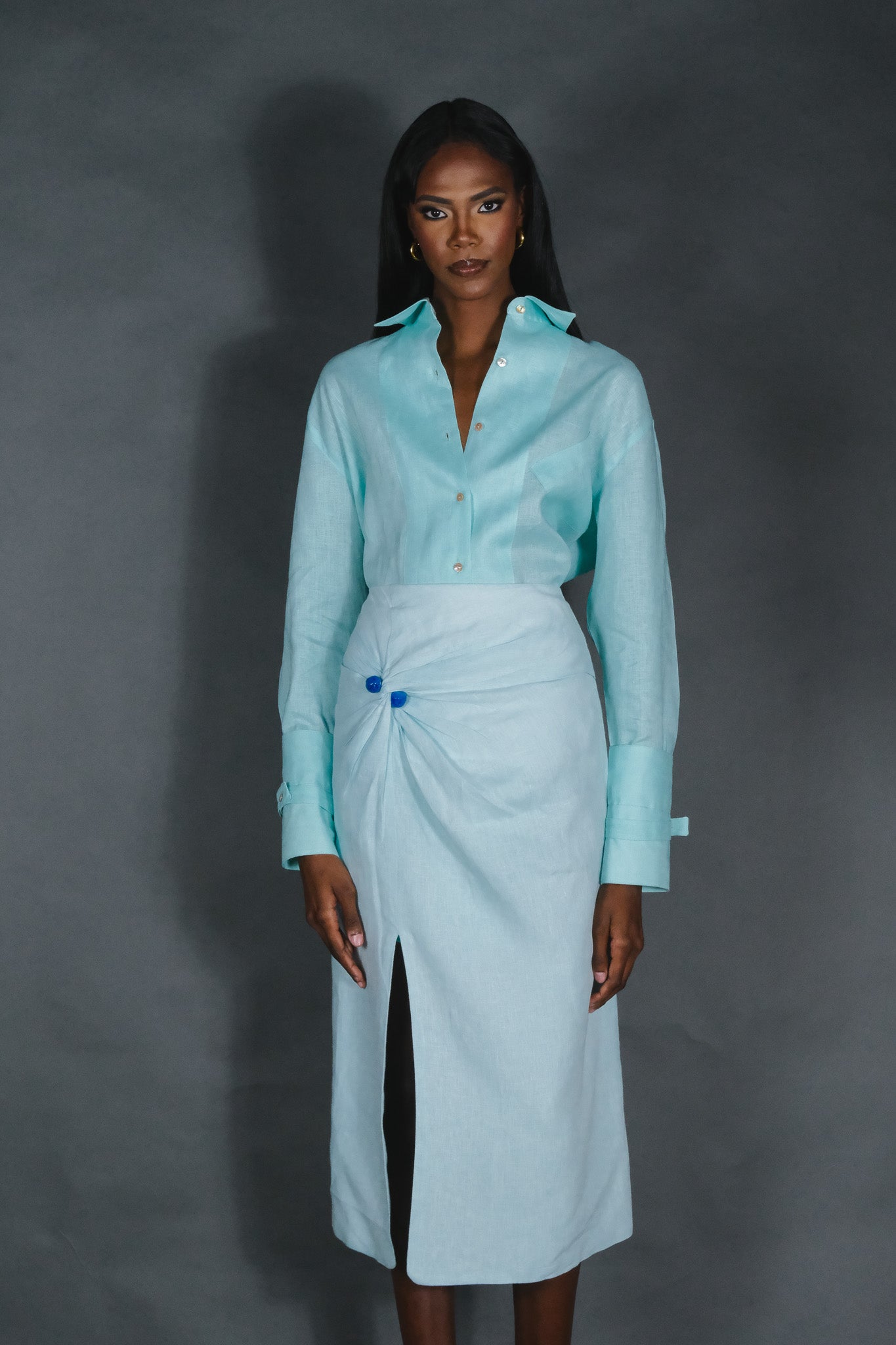 Wave Midi Skirt with Beads