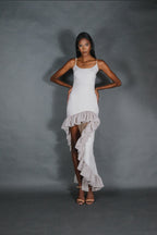 Cataleya High and Low Ruffles Linen Dress