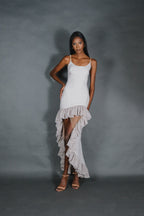 Cataleya High and Low Ruffles Linen Dress
