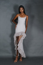 Cataleya High and Low Ruffles Linen Dress