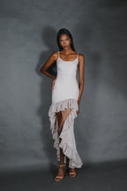 Cataleya High and Low Ruffles Linen Dress