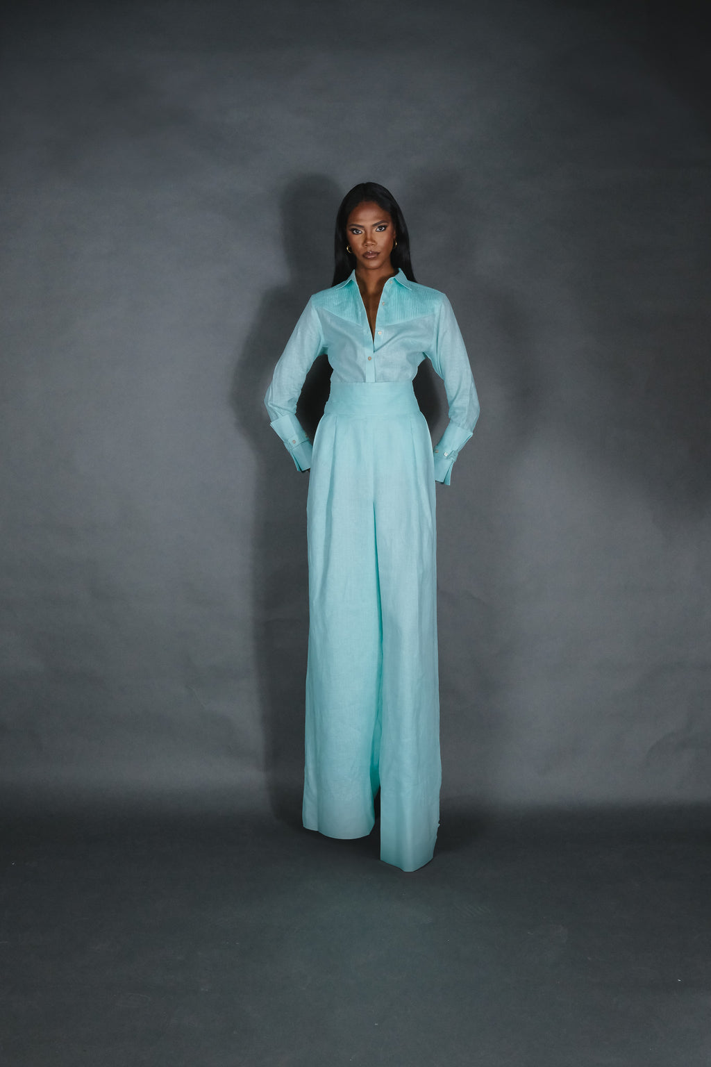 Triangle Linen Tux Shirt Set