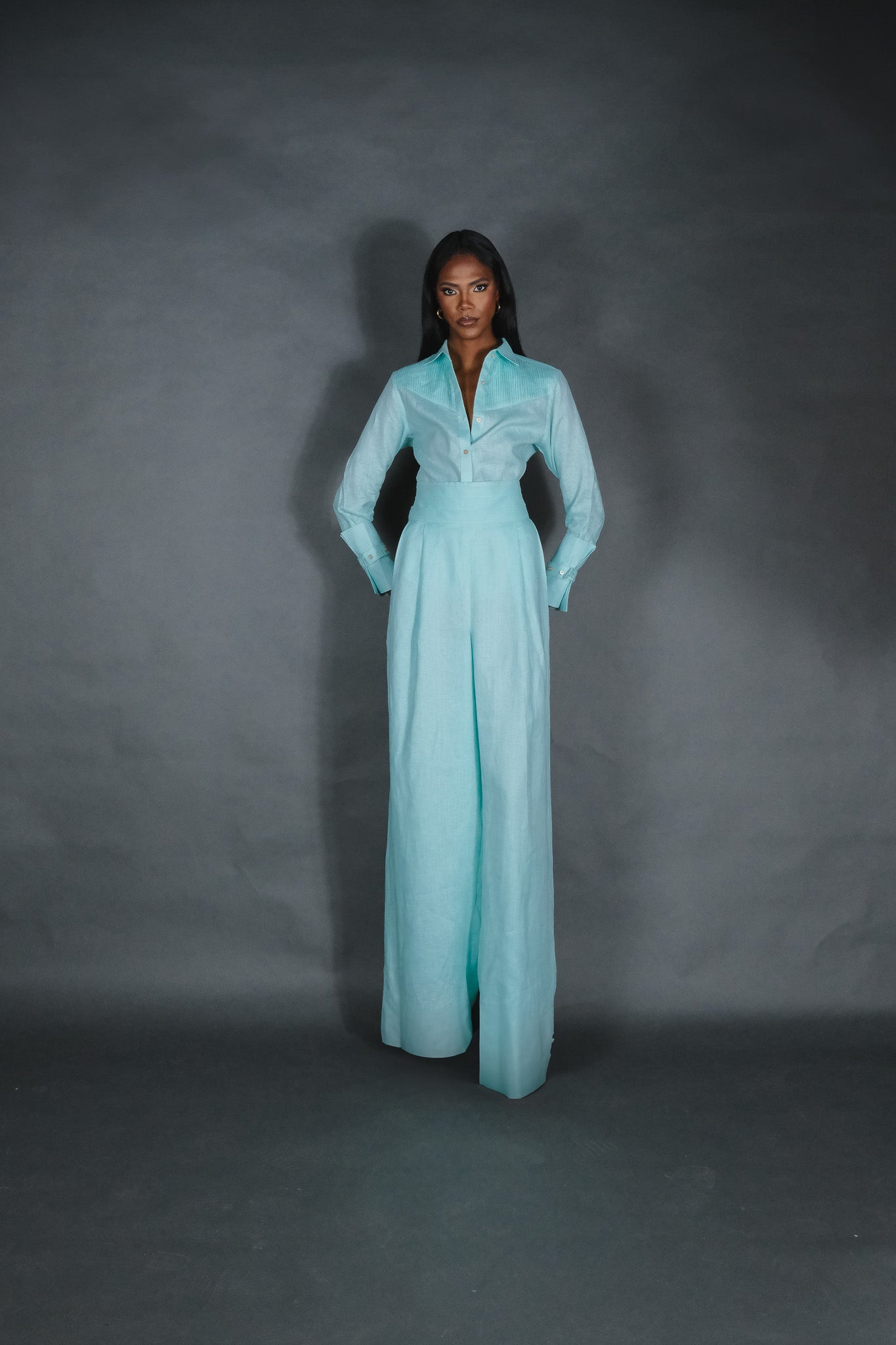 Triangle Linen Tux Shirt Set