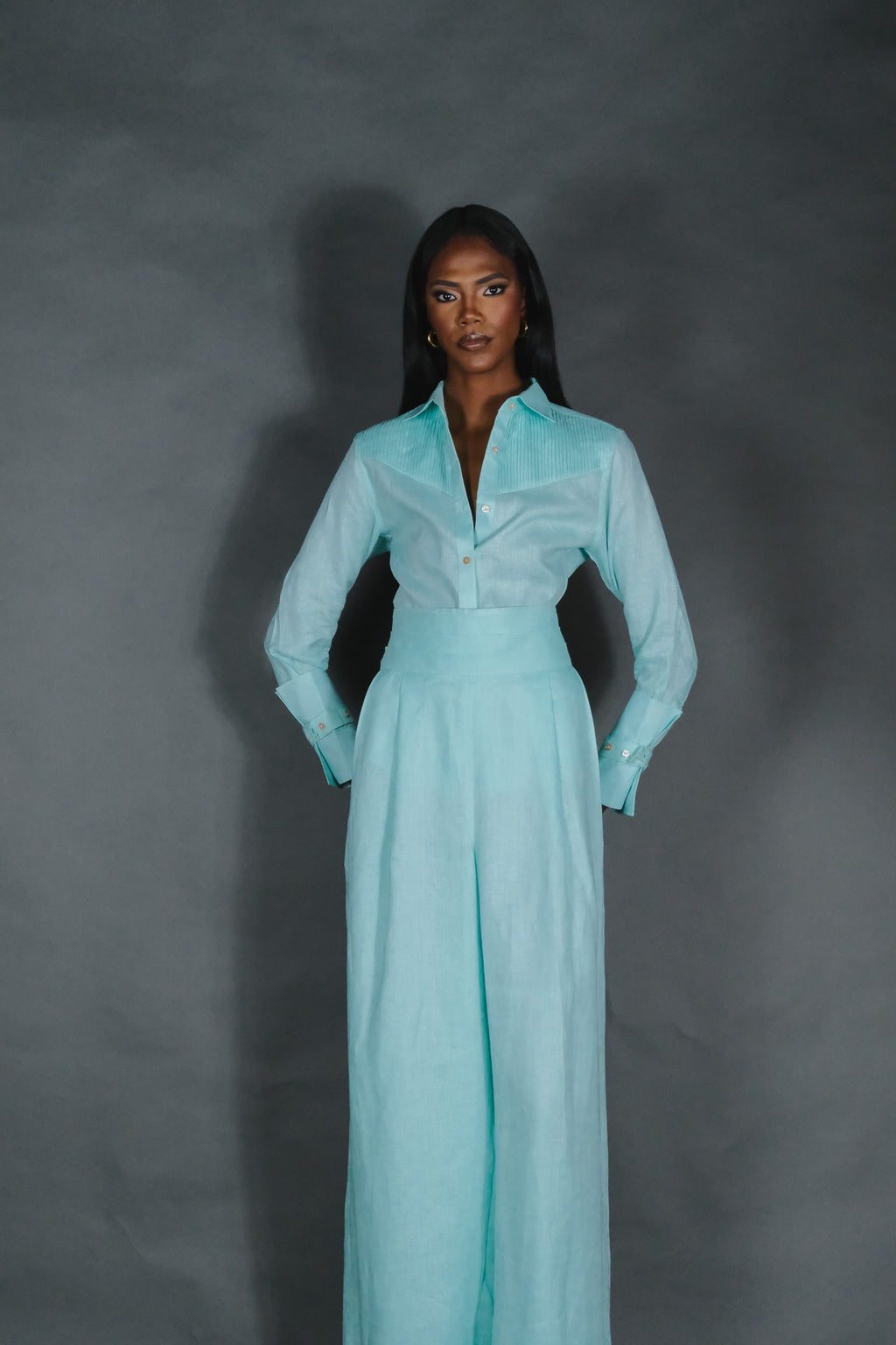 Triangle Linen Tux Shirt Set