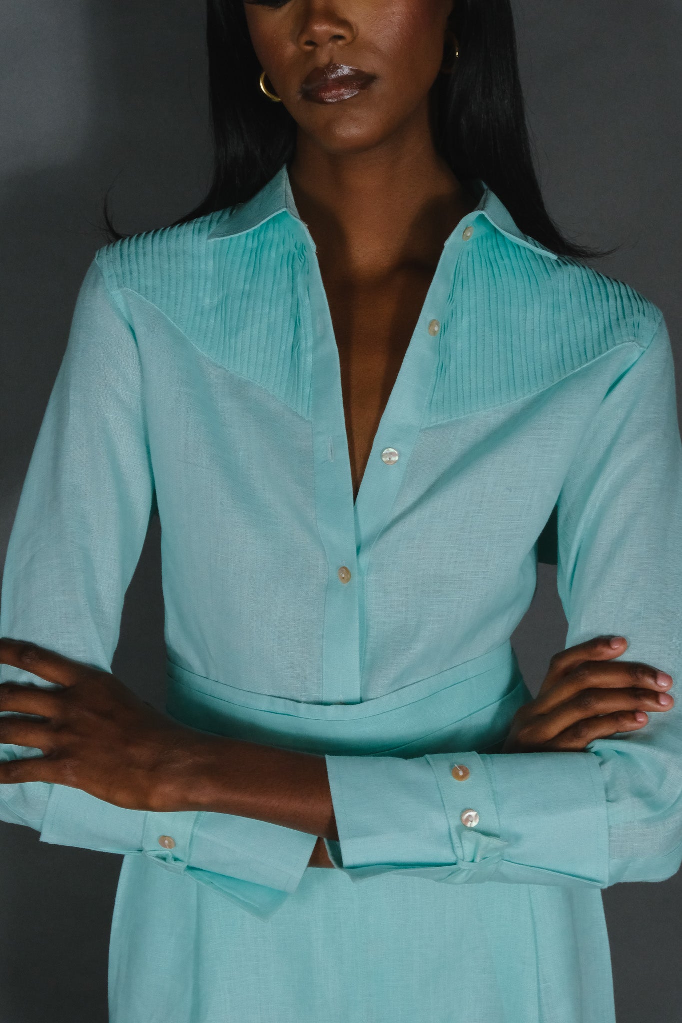 Triangle Linen Tux Shirt Set