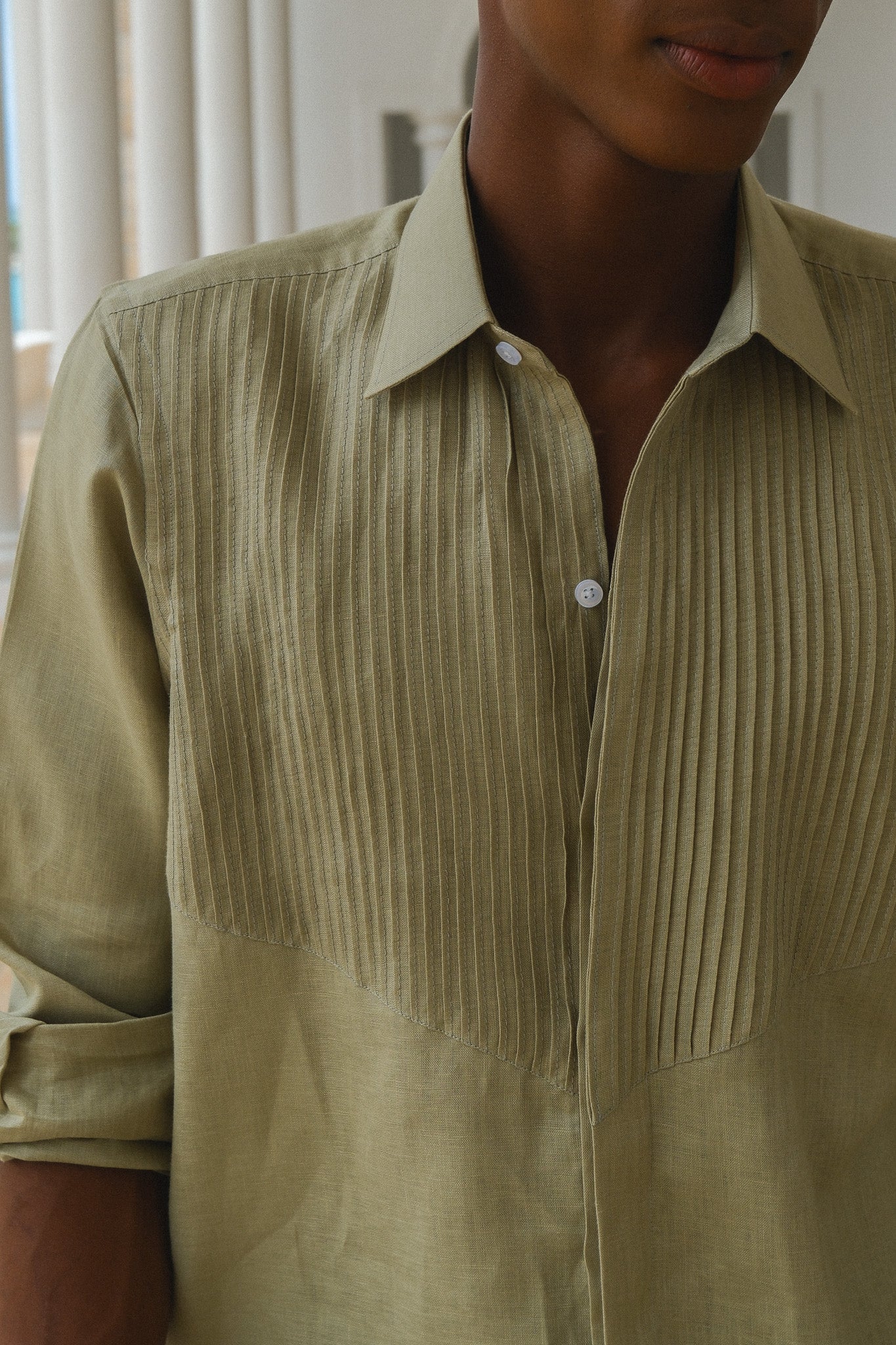 Triangle Tux Pleated Shirt