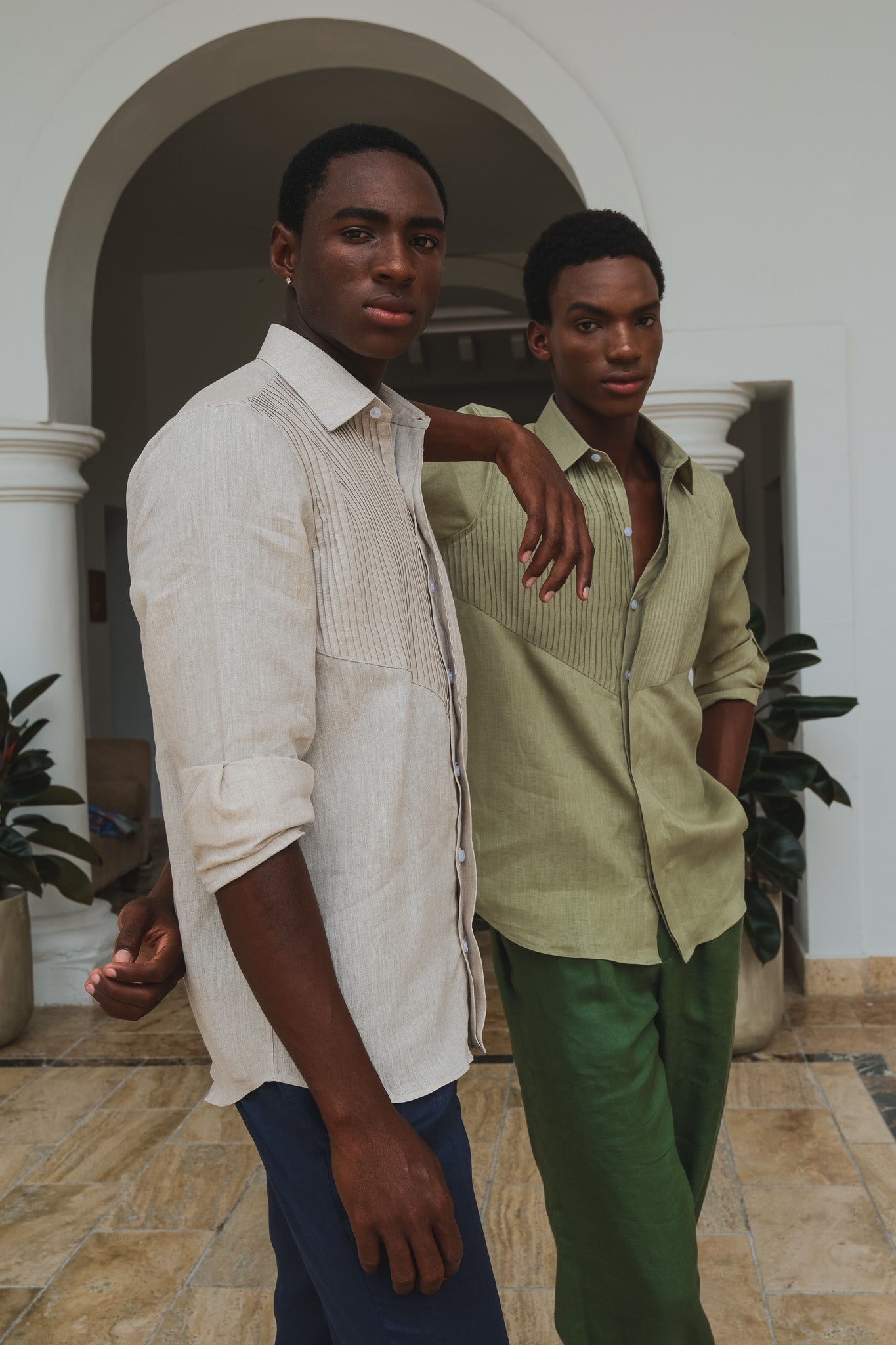 Triangle Tux Pleated Shirt