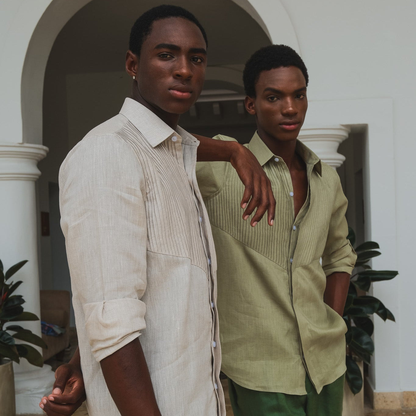 Triangle Tux Pleated Shirt
