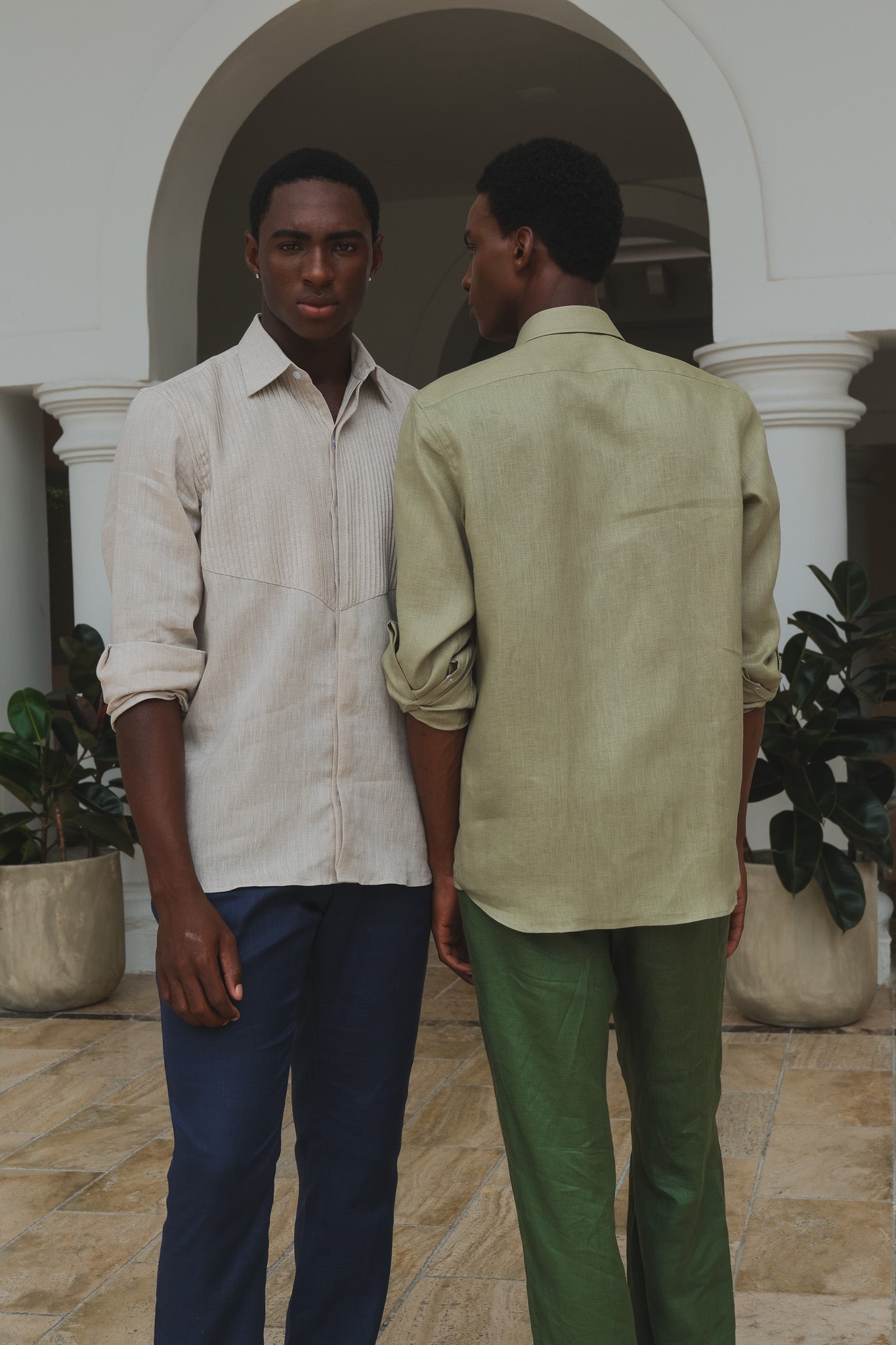 Triangle Tux Pleated Shirt