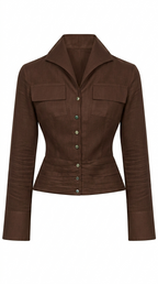 Draped Linen Top with Revere Collar