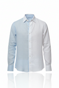 Two Toned Color Block Linen Long Sleeve Shirt