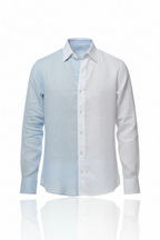 Two Toned Color Block Linen Long Sleeve Shirt