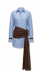 Color Block Draped Tulip Dress Shirt