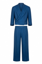 Crop Blazer Linen Pant Set