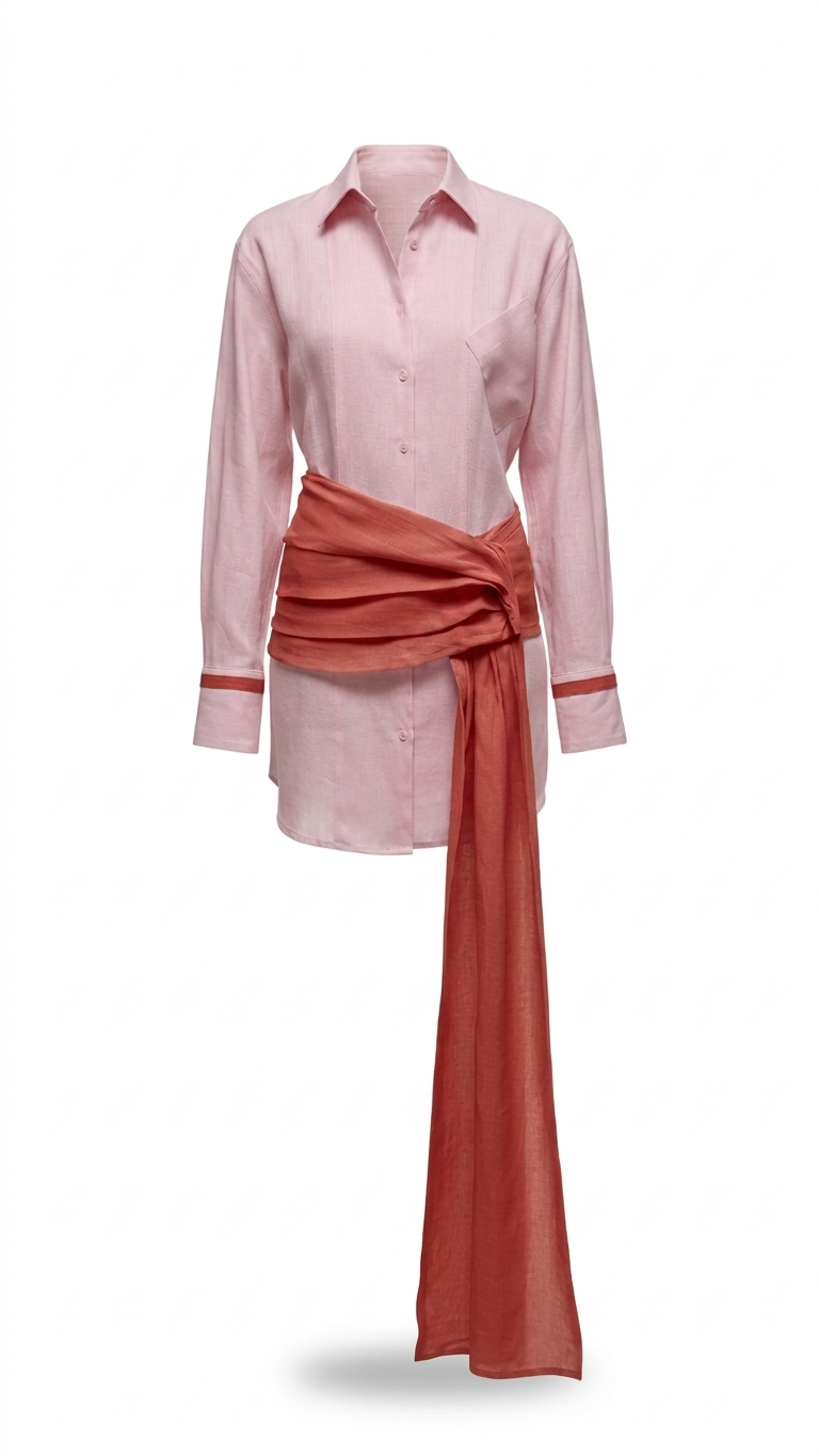 Color Block Draped Tulip Dress Shirt