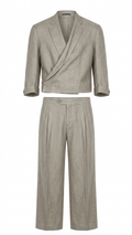 Crop Blazer Linen Pant Set