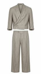 Crop Blazer Linen Pant Set