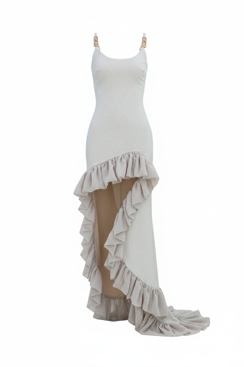 Cataleya High and Low Ruffles Linen Dress
