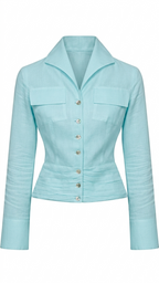 Draped Linen Top with Revere Collar