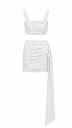Gardenia Linen Draped Mini Skirt Set