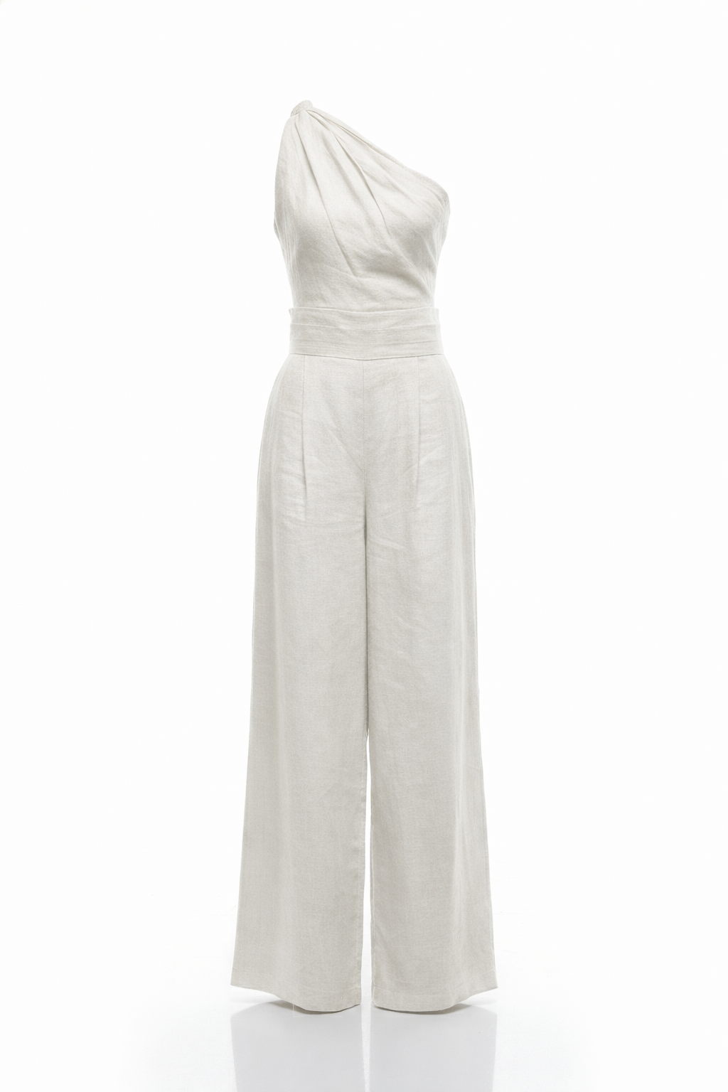Athena One Shoulder Draped Linen Set