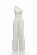 Athena One Shoulder Draped Linen Set