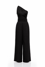 Athena One Shoulder Draped Linen Set