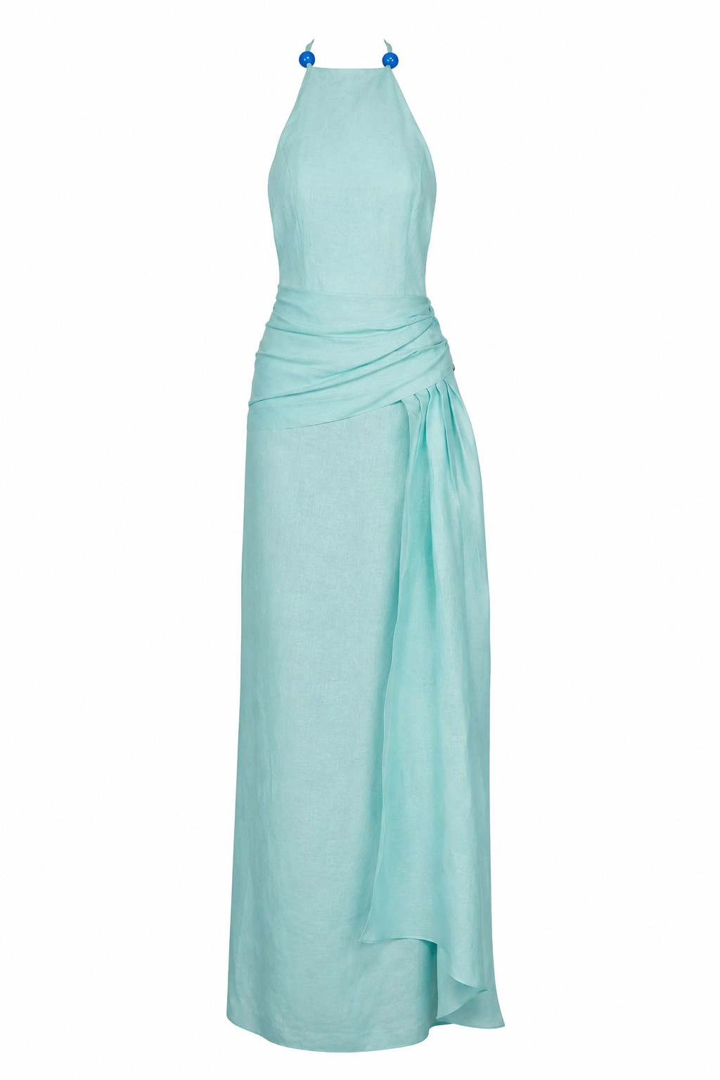 Halter Beaded & Draped Maxi Dress