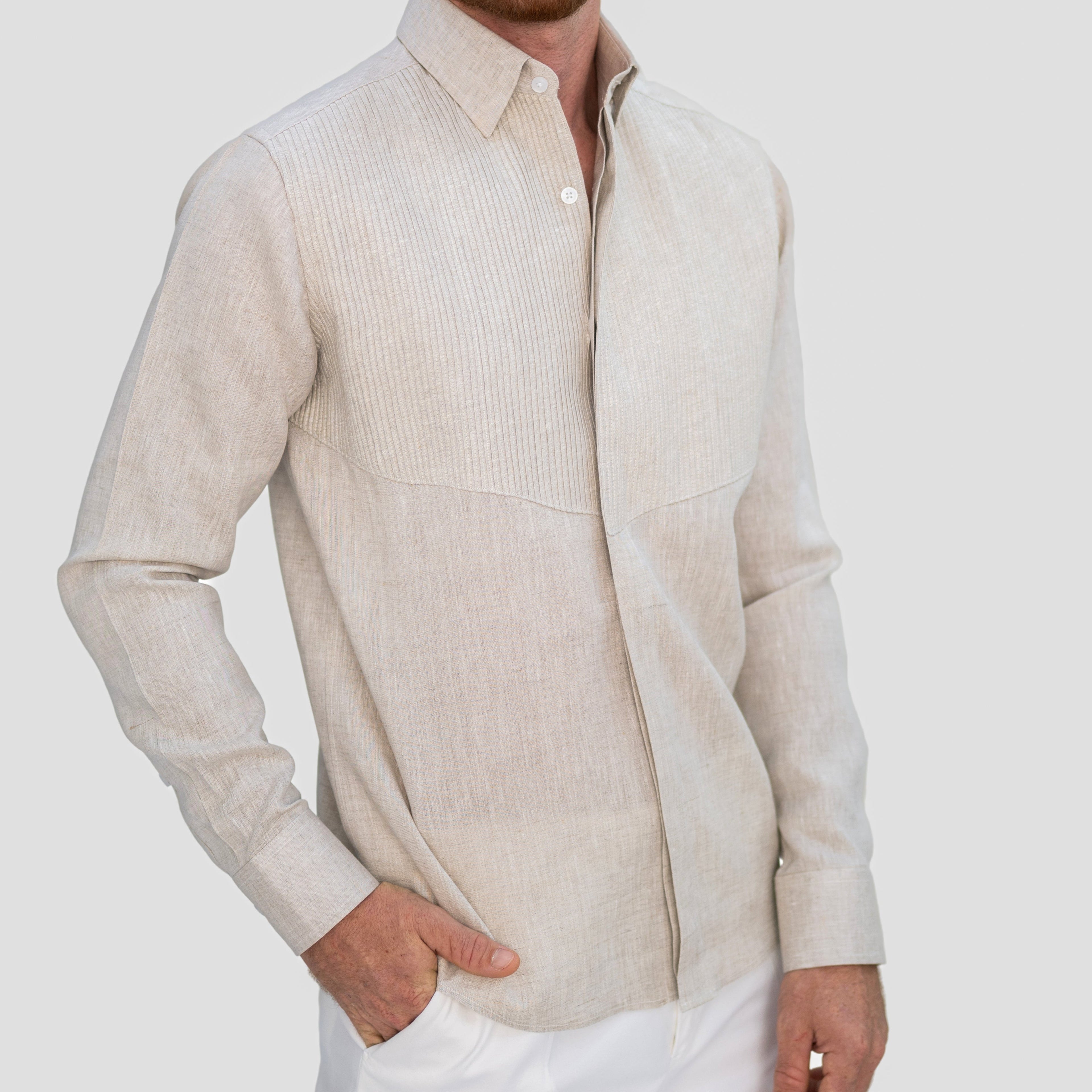 Triangle Tux Pleated Shirt