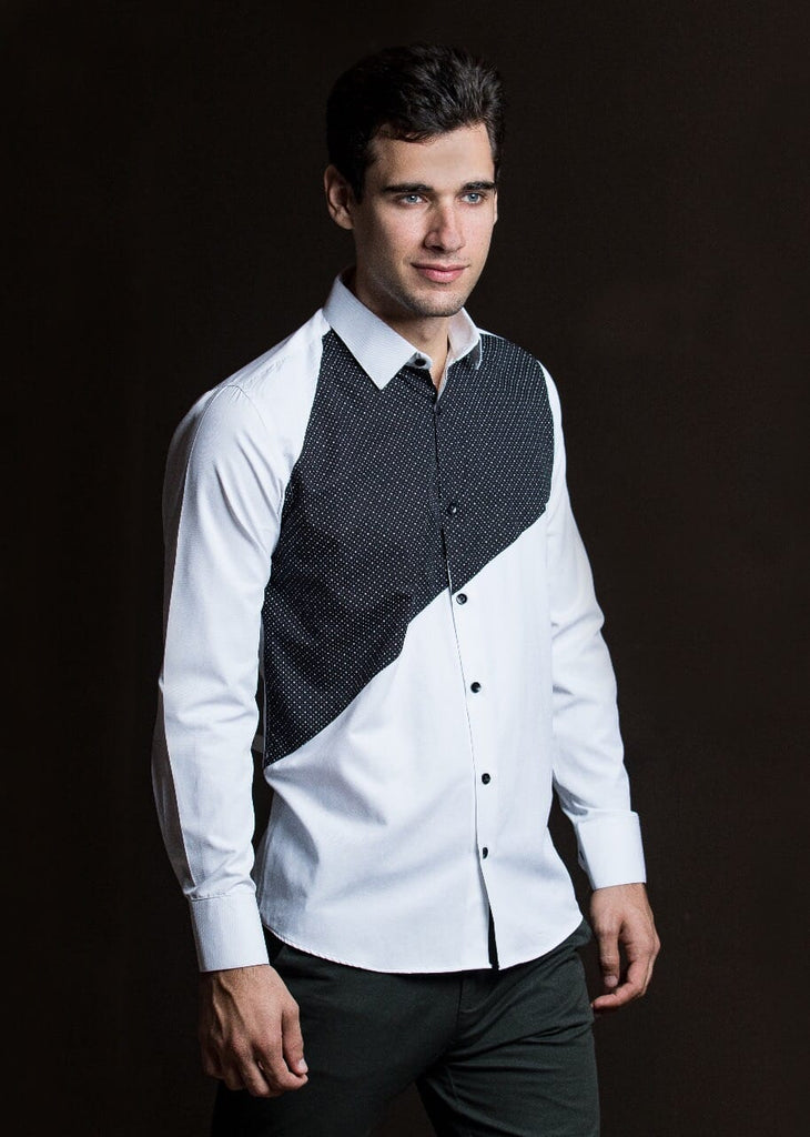 Black and White diagonal frontal design Men shirt-JC Lagares official website | JCL.